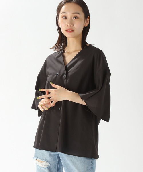 niko and...（ニコアンド）の「ラッフルカラー２WAYフレアブラウス（シャツ/ブラウス・レディース・オフホワイト/チャコール/ラベンダー・MEDIUM/LARGE）」の7枚目の写真