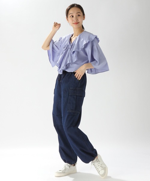 niko and...（ニコアンド）の「ラッフルカラー２WAYフレアブラウス（シャツ/ブラウス・レディース・オフホワイト/チャコール/ラベンダー・MEDIUM/LARGE）」の10枚目の写真