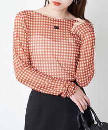 チュールチェック刺繍ロンT