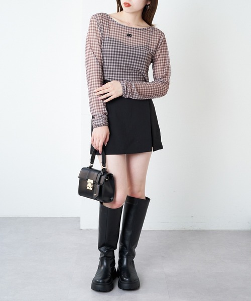 Chico(チコ)の「チュールチェック刺繍ロンT(Tシャツ/カットソー・レディース・オレンジ/ダークグレー/ライトベージュ/ブラック・FREE)」の11枚目の写真