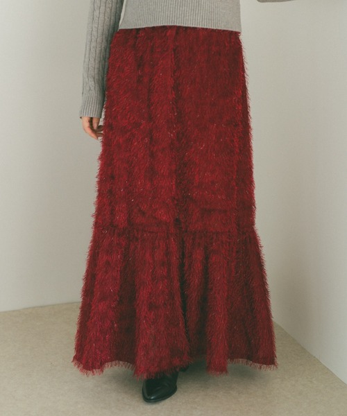 VANNIE U(ヴァニーユー)の「ラメフェザーティアードスカート/Sサイズ展開あり(スカート・レディース・アイボリー/ブラック/ピンク/グレー/レッド・S/M)」の13枚目の写真