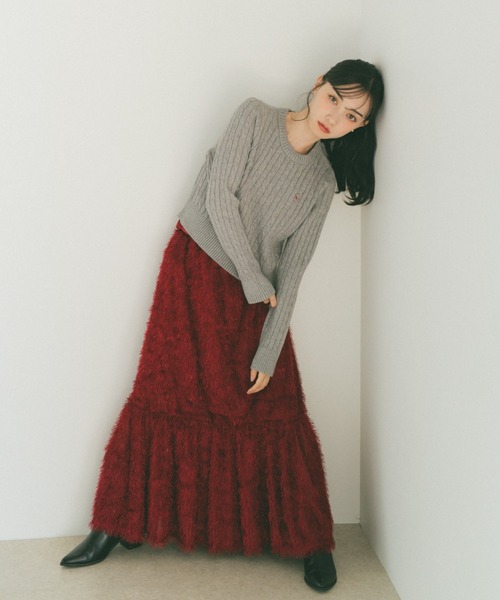 VANNIE U(ヴァニーユー)の「ラメフェザーティアードスカート/Sサイズ展開あり(スカート・レディース・アイボリー/ブラック/ピンク/グレー/レッド・S/M)」の11枚目の写真