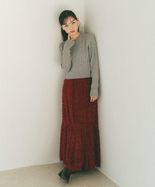 VANNIE U(ヴァニーユー)の「ラメフェザーティアードスカート/Sサイズ展開あり(スカート・レディース・アイボリー/ブラック/ピンク/グレー/レッド・S/M)」の12枚目の写真