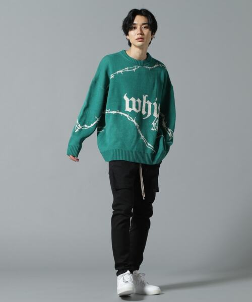 WHITELAND（ホワイトランド）の「【WEB&DEPOT限定】WHITELAND/ホワイトランド/WIRE CREWNECK KNIT（ニット/セーター・メンズ・ブラック/アイボリー/グリーン・MEDIUM/LARGE）」の12枚目の写真