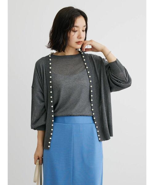 ELENCARE DUE（エレンカーレデュエ）の「・ELENCARE　DUEパールツキシアーカーディガン（カーディガン/ボレロ・レディース・ブラック/ブラウン/グレー/ボルドー/ライトベージュ・FREE）」の8枚目の写真