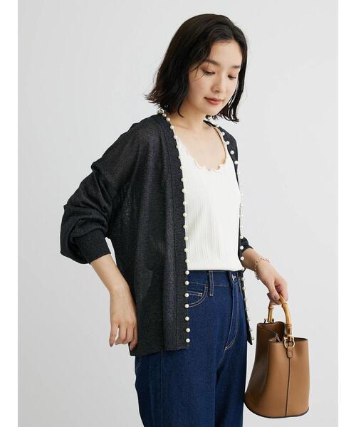 ELENCARE DUE（エレンカーレデュエ）の「・ELENCARE　DUEパールツキシアーカーディガン（カーディガン/ボレロ・レディース・ブラック/ブラウン/グレー/ボルドー/ライトベージュ・FREE）」の9枚目の写真
