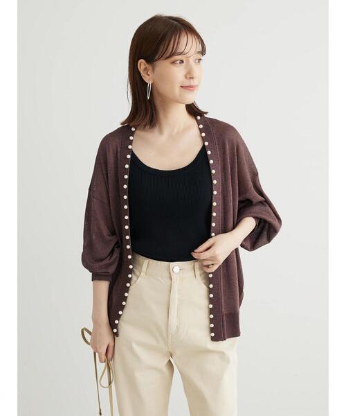 ELENCARE DUE（エレンカーレデュエ）の「・ELENCARE　DUEパールツキシアーカーディガン（カーディガン/ボレロ・レディース・ブラック/ブラウン/グレー/ボルドー/ライトベージュ・FREE）」の12枚目の写真
