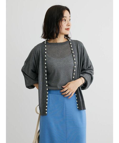 ELENCARE DUE（エレンカーレデュエ）の「・ELENCARE　DUEパールツキシアーカーディガン（カーディガン/ボレロ・レディース・ブラック/ブラウン/グレー/ボルドー/ライトベージュ・FREE）」の16枚目の写真