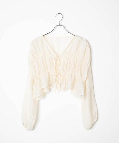 WEGO（ウィゴー）の「WEGO/シャーリングシアーブラウス（シャツ/ブラウス・レディース・ブラック/オフホワイト・FREE）」の16枚目の写真