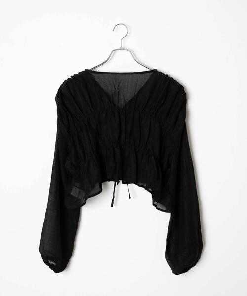 WEGO（ウィゴー）の「WEGO/シャーリングシアーブラウス（シャツ/ブラウス・レディース・ブラック/オフホワイト・FREE）」の18枚目の写真