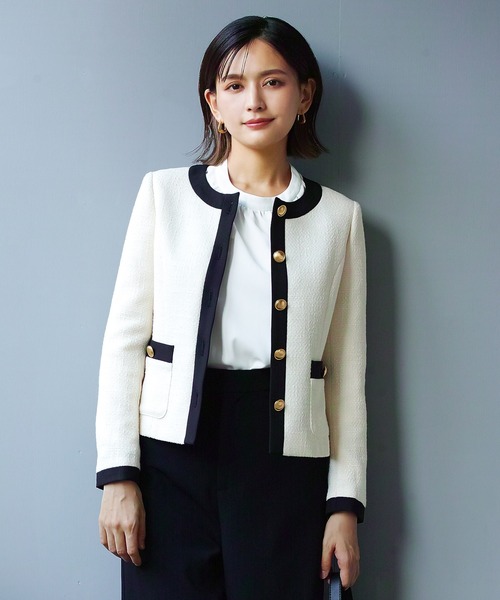 WHITE JOOLA（ホワイトジョーラ）の「サイドパール調ブラウス（シャツ/ブラウス・レディース・ベージュ/ネイビー/サックスブルー/オフホワイト・M/S/L）」の8枚目の写真