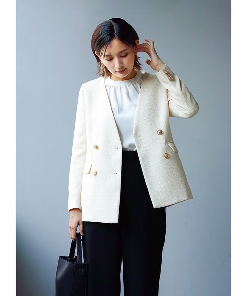 WHITE JOOLA（ホワイトジョーラ）の「サイドパール調ブラウス（シャツ/ブラウス・レディース・ベージュ/ネイビー/サックスブルー/オフホワイト・M/S/L）」の11枚目の写真