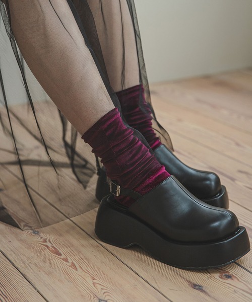 bohmal（ボマール）の「ベロアソックス（ソックス/靴下・レディース・ブルー/グレー/ブラック/ボルドー・MEDIUM）」の4枚目の写真