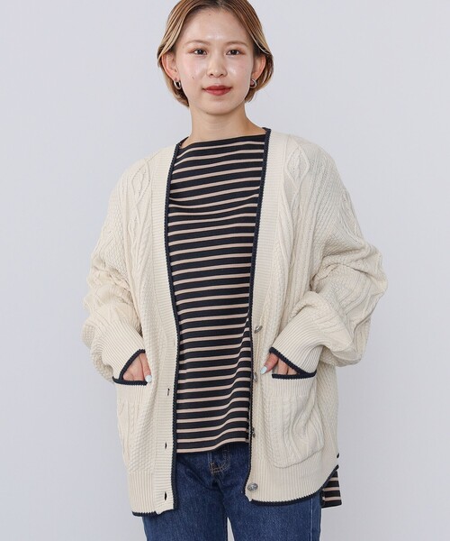 BEAMS HEART(ビームスハート)の「BEAMS HEART / プレッピー ニットカーディガン(カーディガン/ボレロ・レディース・ネイビー/ホワイト系その他5・FREE)」の15枚目の写真