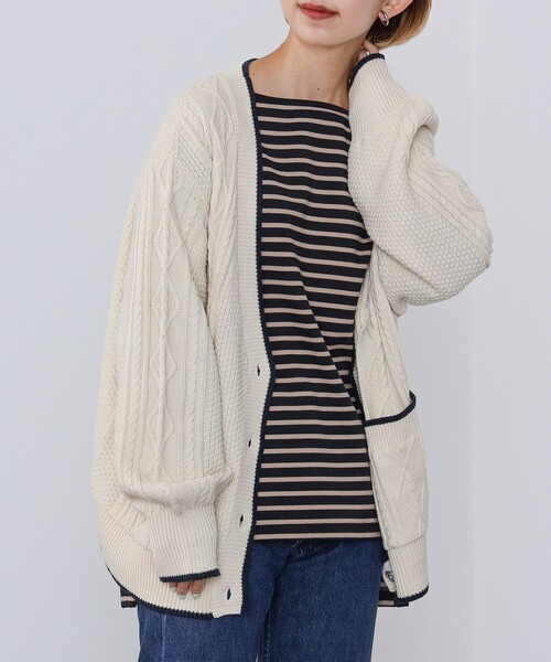 BEAMS HEART(ビームスハート)の「BEAMS HEART / プレッピー ニットカーディガン(カーディガン/ボレロ・レディース・ネイビー/ホワイト系その他5・FREE)」の14枚目の写真