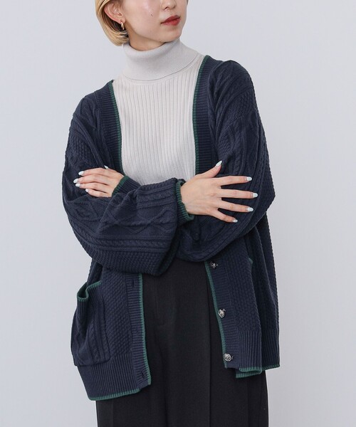 BEAMS HEART(ビームスハート)の「BEAMS HEART / プレッピー ニットカーディガン(カーディガン/ボレロ・レディース・ネイビー/ホワイト系その他5・FREE)」の21枚目の写真