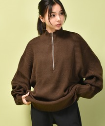 ハーフジップ」に該当するニット/セーター（ブラウン/茶色系 