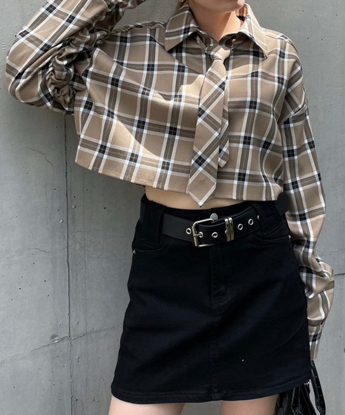 ENVYM(アンビー)の「ネクタイシャツ(シャツ/ブラウス・レディース・グレー/ベージュ/ホワイト・FREE)」の9枚目の写真