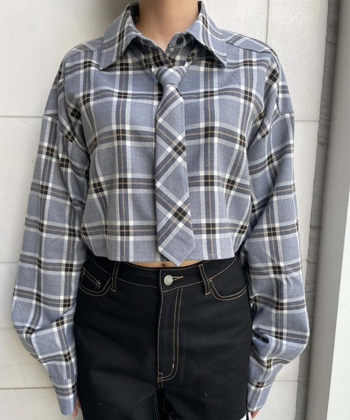 ENVYM(アンビー)の「ネクタイシャツ(シャツ/ブラウス・レディース・グレー/ベージュ/ホワイト・FREE)」の14枚目の写真