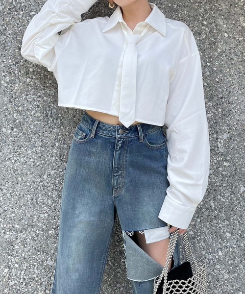 ENVYM(アンビー)の「ネクタイシャツ(シャツ/ブラウス・レディース・グレー/ベージュ/ホワイト・FREE)」の22枚目の写真