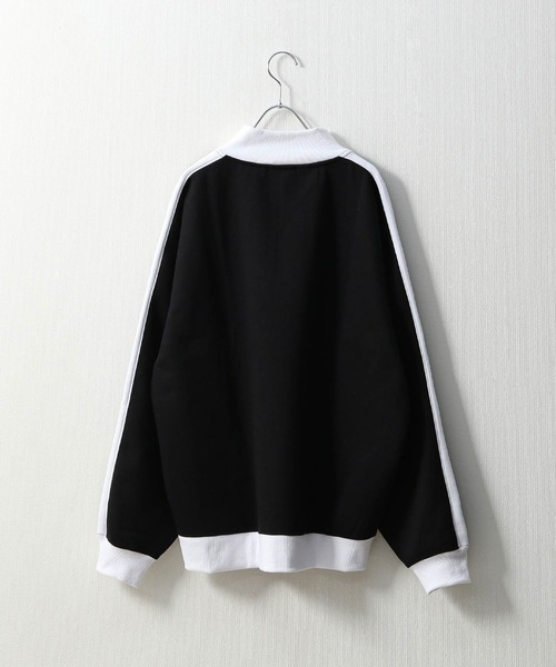 FILA（フィラ）の「【別注】【FILA】 袖サイドラインオーバー ワンポイントロゴハーフジップスウェット（スウェット・レディース・杢グレー/ブラック/オートミール/ホワイト・MEDIUM/X-LARGE/LARGE）」の7枚目の写真