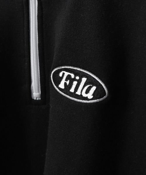 FILA（フィラ）の「【別注】【FILA】 袖サイドラインオーバー ワンポイントロゴハーフジップスウェット（スウェット・レディース・杢グレー/ブラック/オートミール/ホワイト・MEDIUM/X-LARGE/LARGE）」の11枚目の写真