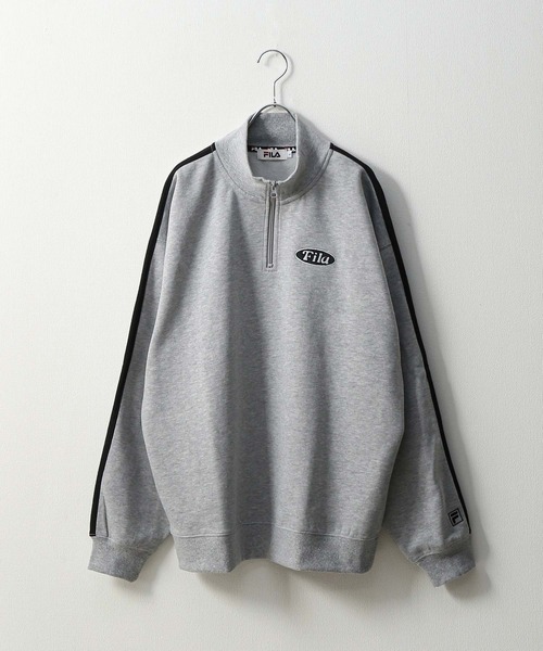 FILA（フィラ）の「【別注】【FILA】 袖サイドラインオーバー ワンポイントロゴハーフジップスウェット（スウェット・レディース・杢グレー/ブラック/オートミール/ホワイト・MEDIUM/X-LARGE/LARGE）」の14枚目の写真