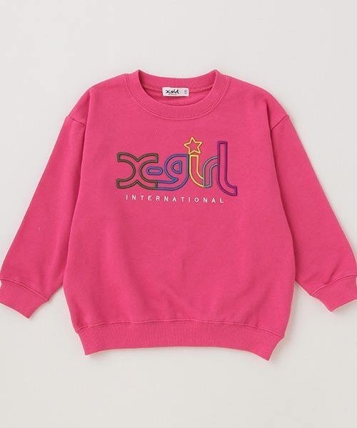 X-girl Stages（エックスガールステージス）の「レインボーロゴ刺しゅうトレーナー（スウェット・キッズ・ラベンダー/ブラック・130cm/90cm/110cm/100cm/140cm/120cm）」の8枚目の写真