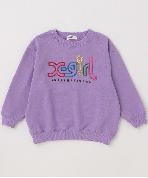 X-girl Stages（エックスガールステージス）の「レインボーロゴ刺しゅうトレーナー（スウェット・キッズ・ラベンダー/ブラック・130cm/90cm/110cm/100cm/140cm/120cm）」の9枚目の写真