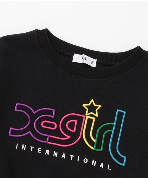 X-girl Stages（エックスガールステージス）の「レインボーロゴ刺しゅうトレーナー（スウェット・キッズ・ラベンダー/ブラック・130cm/90cm/110cm/100cm/140cm/120cm）」の11枚目の写真