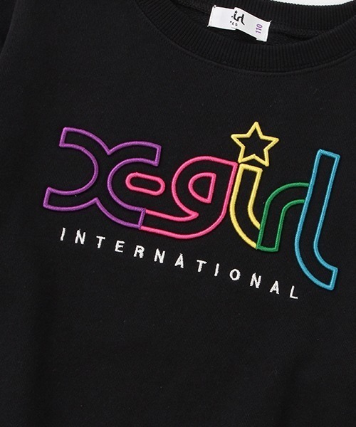 X-girl Stages（エックスガールステージス）の「レインボーロゴ刺しゅうトレーナー（スウェット・キッズ・ラベンダー/ブラック・130cm/90cm/110cm/100cm/140cm/120cm）」の12枚目の写真