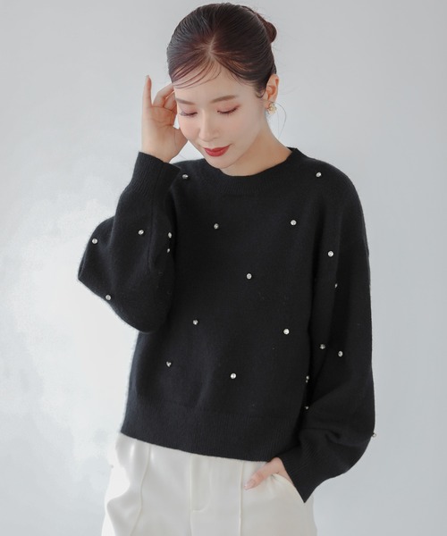 Fit more(フィットモア)の「【ZOZO限定商品】ビジューフェザーニット(ニット/セーター・レディース・ホワイト/ブラック/グレー・FREE)」の11枚目の写真