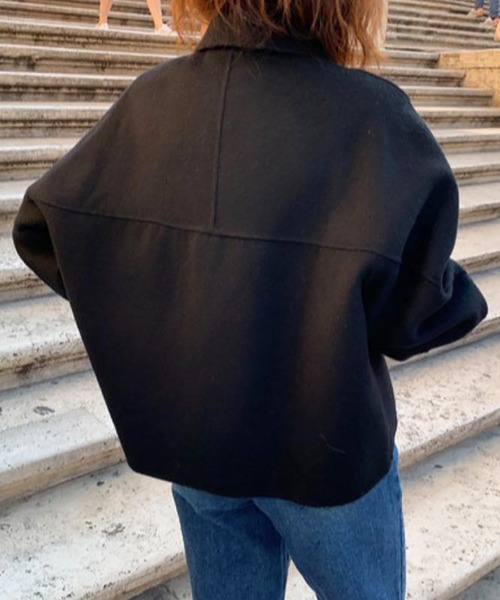 Girly Doll（ガーリードール）の「ウールライクショートコート（ステンカラーコート・レディース・モカ/ブラック・L/M）」の5枚目の写真