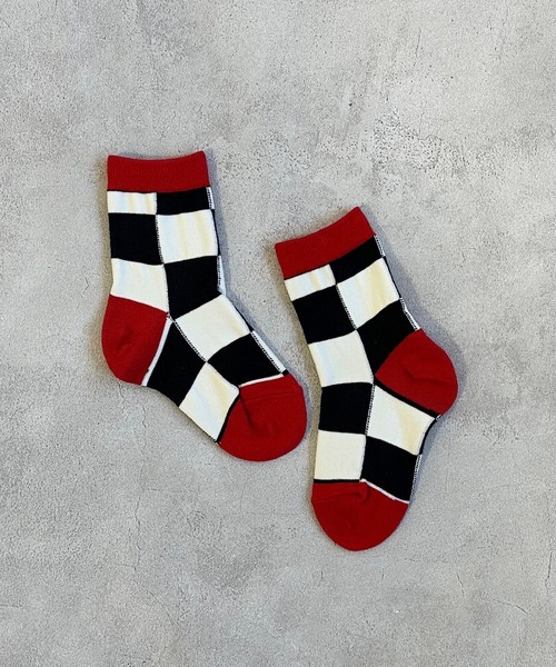 MARKEY'S(マーキーズ)の「クルーソックス/チェッカーフラッグ(9~13cm/14~18cm)(ソックス/靴下・キッズ・グリーン/チャコール/ベージュ・S/M)」の6枚目の写真