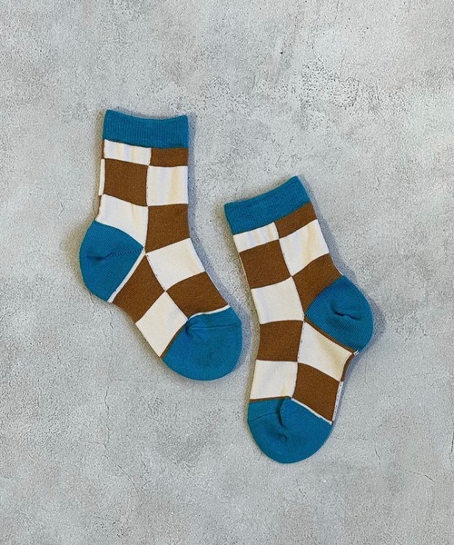 MARKEY'S(マーキーズ)の「クルーソックス/チェッカーフラッグ(9~13cm/14~18cm)(ソックス/靴下・キッズ・グリーン/チャコール/ベージュ・S/M)」の4枚目の写真