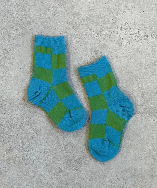 MARKEY'S(マーキーズ)の「クルーソックス/チェッカーフラッグ(9~13cm/14~18cm)(ソックス/靴下・キッズ・グリーン/チャコール/ベージュ・S/M)」の5枚目の写真