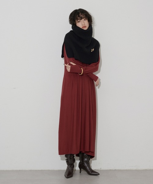 natural couture(ナチュラルクチュール)の「タートルニットケープ(ストール/ショール・レディース・アイボリー/ブラック・FREE)」の13枚目の写真