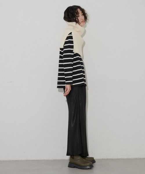 natural couture(ナチュラルクチュール)の「タートルニットケープ(ストール/ショール・レディース・アイボリー/ブラック・FREE)」の10枚目の写真