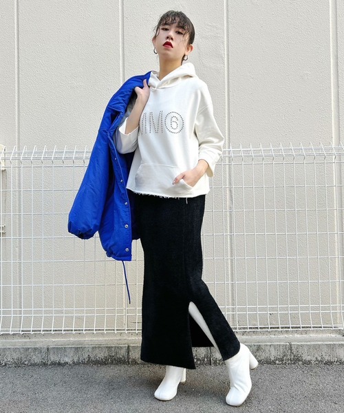 Narcissus（ナルシス）の「シャギーニットスカート/タイトスリット（スカート・レディース・ブラック/アイボリー・FREE）」の18枚目の写真