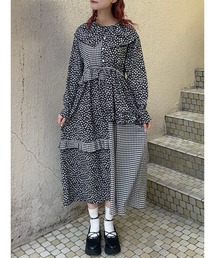 merry jenny | ギャザーカラーパッチワークワンピース(ワンピース)