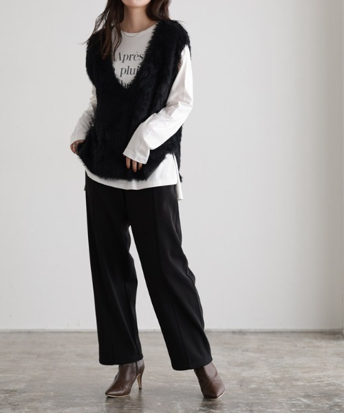 Pierrot(ピエロ)の「ペアスキンベロアセンターシームストレートパンツ(スラックス・レディース・ブラック/ネイビー/ベージュ系その他/アイボリー・L/M/PM)」の19枚目の写真
