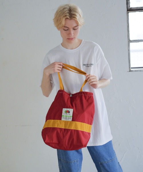 FRUIT OF THE LOOM（フルーツオブザルーム）の「NYLON TOTEBAG L / ナイロントートバッグ / カジュアル / デイリー / ジェンダーレス（トートバッグ・メンズ・ブラック/グリーン/レッド/グレー/ブルー/アイボリー/チャコールグレー/ピンク/ネイビー/杢グレー/ミント/バイオレット/オリーブ/カーキ/ブルーグレー・FREE）」の18枚目の写真