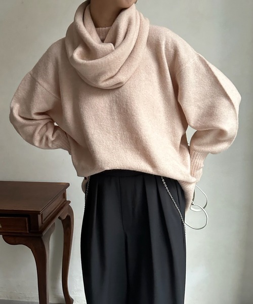 DouDou（ドゥドゥ）の「スヌード&ビスチェニットセット（ニット/セーター・レディース・ライトグレー/ピンク/チャコールグレー・FREE）」の3枚目の写真