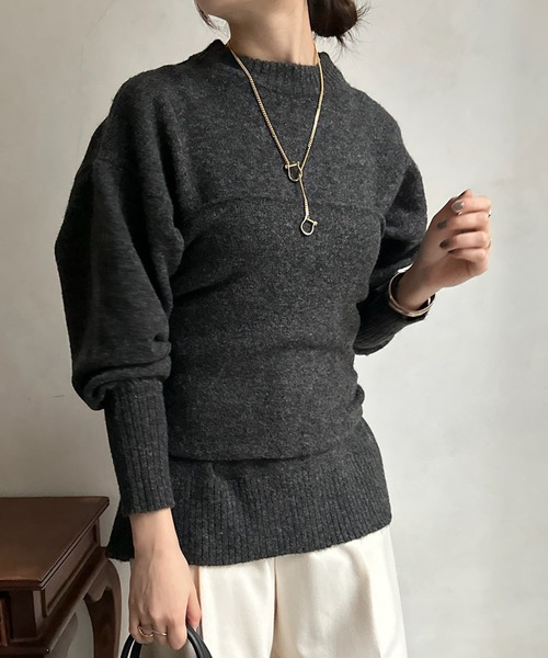 DouDou（ドゥドゥ）の「スヌード&ビスチェニットセット（ニット/セーター・レディース・ライトグレー/ピンク/チャコールグレー・FREE）」の2枚目の写真