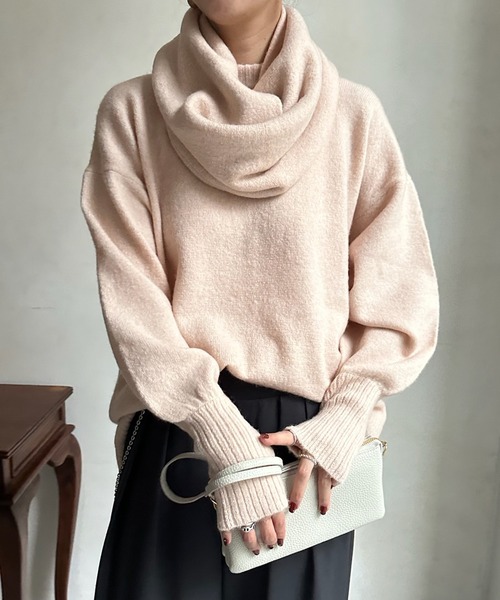 DouDou（ドゥドゥ）の「スヌード&ビスチェニットセット（ニット/セーター・レディース・ライトグレー/ピンク/チャコールグレー・FREE）」の4枚目の写真