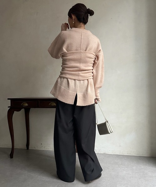 DouDou（ドゥドゥ）の「スヌード&ビスチェニットセット（ニット/セーター・レディース・ライトグレー/ピンク/チャコールグレー・FREE）」の6枚目の写真