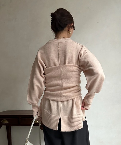 DouDou（ドゥドゥ）の「スヌード&ビスチェニットセット（ニット/セーター・レディース・ライトグレー/ピンク/チャコールグレー・FREE）」の7枚目の写真