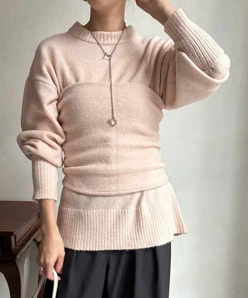 DouDou（ドゥドゥ）の「スヌード&ビスチェニットセット（ニット/セーター・レディース・ライトグレー/ピンク/チャコールグレー・FREE）」の8枚目の写真