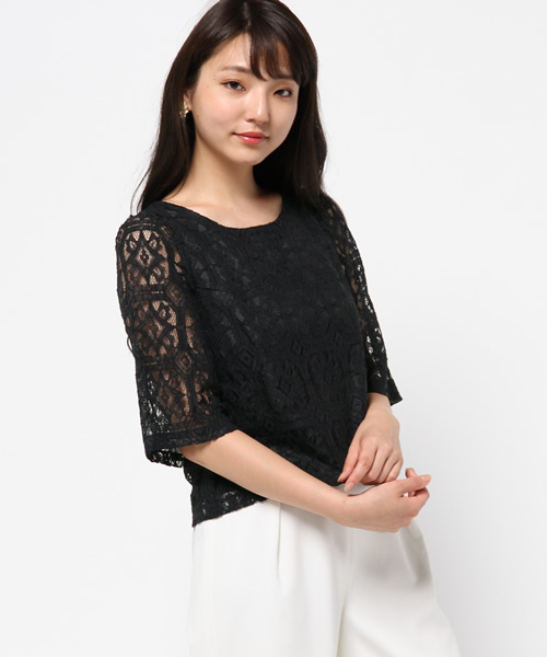 ROSE BUD（ローズバッド）の「LBL-15209  3/4SLV ROUND/N P/O BLOUSE（シャツ/ブラウス・レディース・アイボリー/ネイビー・ONE SIZE）」の2枚目の写真