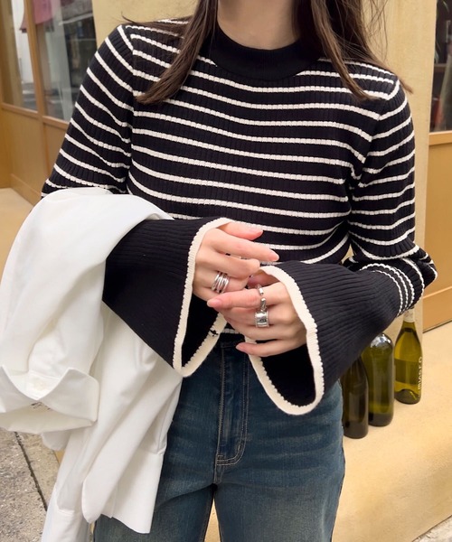 セール】選べるフレア袖orベーシック袖！袖バイカラーもっちり